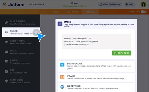 how to embed jotform