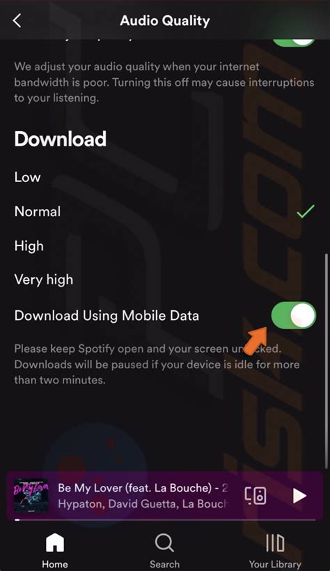 how to enable download using mobile data on spotify