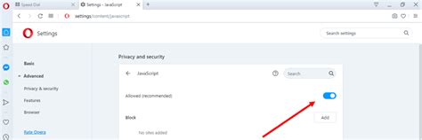 how to enable javascript in opera android
