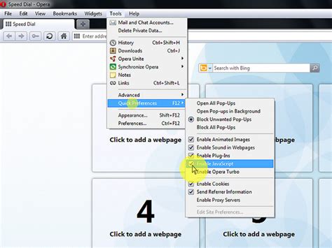 how to enable javascript in opera browser