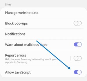 how to enable javascript on your phone