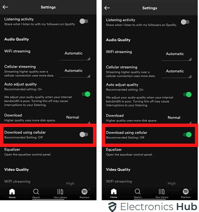 how to enable mobile data downloads on spotify