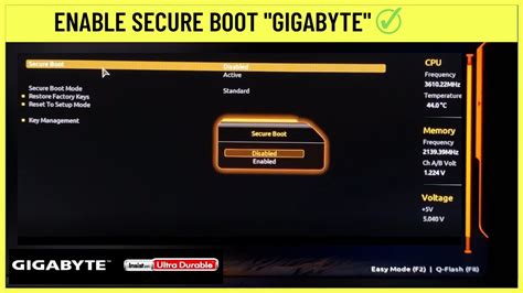how to enable secure boot in bios gigabyte