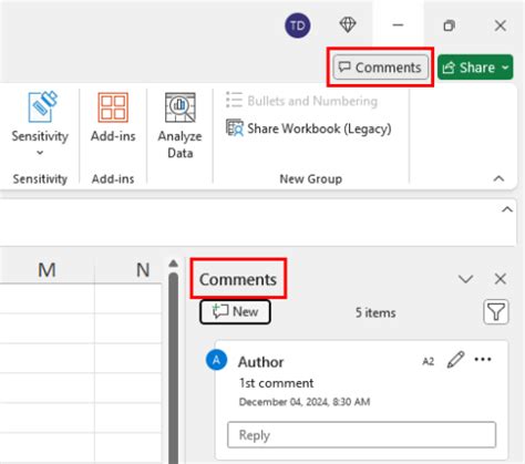 how to enable threaded comments in excel
