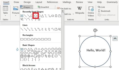 how to encircle text in word