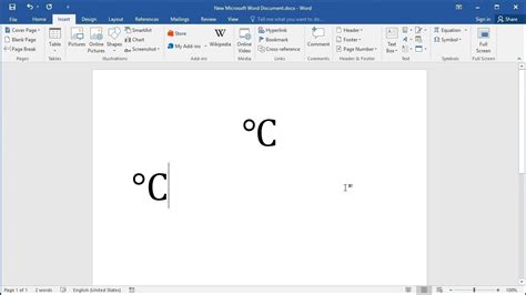 how to encode degree celsius in ms word