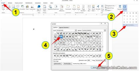 how to encode peso sign in ms word