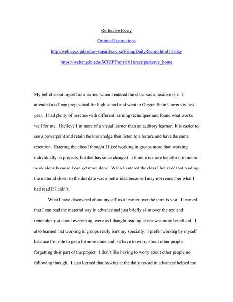 how to end a reflection paper example