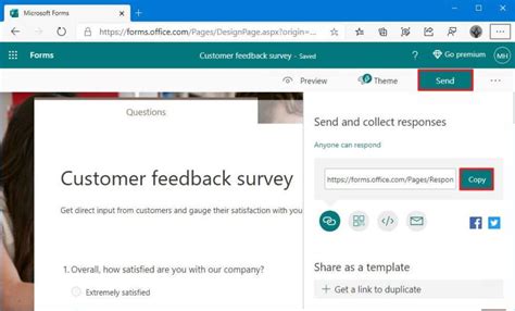 how to end a survey on microsoft forms