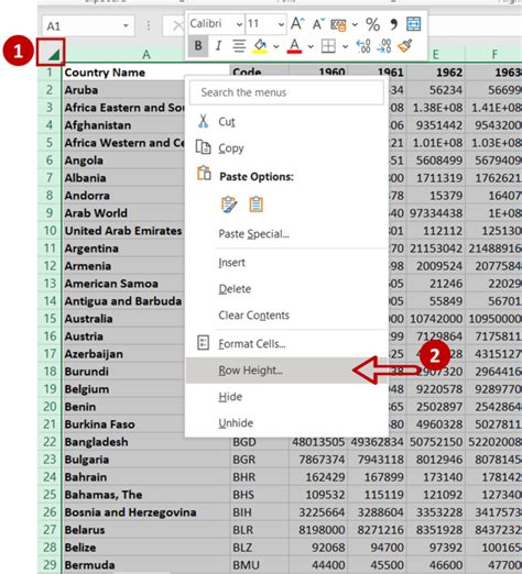 how to enlarge all rows in excel