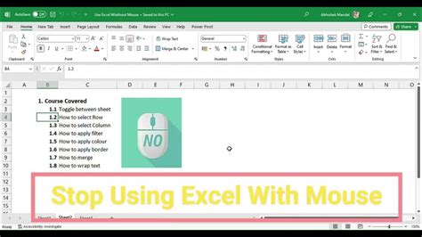 how to enter a cell in excel without mouse