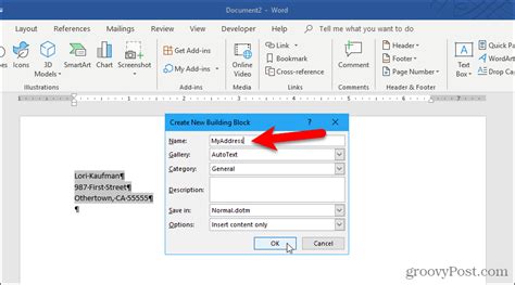 how to enter auto text in word