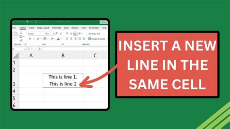 how to enter new line in same cell excel