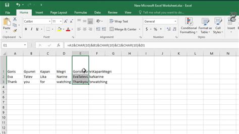 how to enter new line in same excel cell