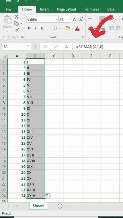 how to enter roman number in excel
