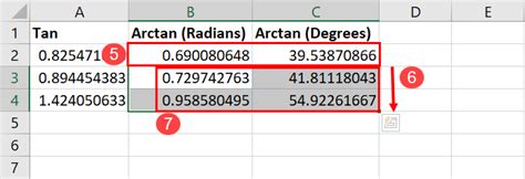how to enter tan inverse in excel