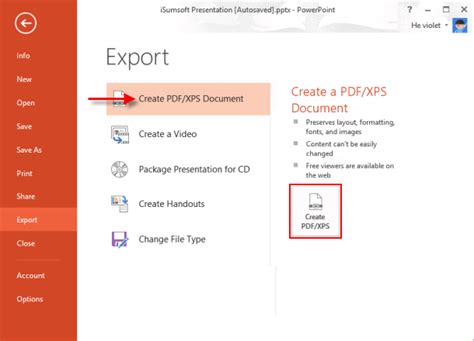 how to export 1 slide from powerpoint to pdf