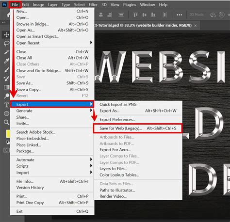 how to export a high resolution image from photoshop