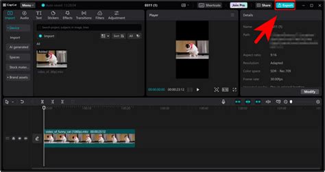 how to export a video in capcut pc