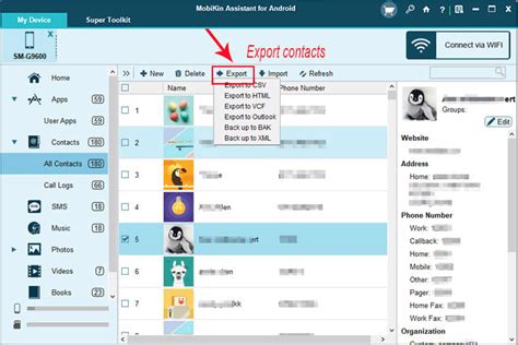 how to export android phone contacts to excel