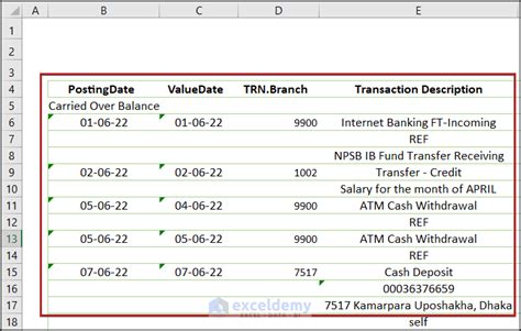 how to export bank statement from excel to tally