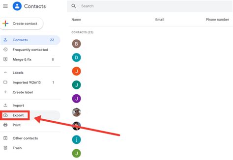 how to export contact list from gmail