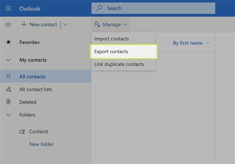 how to export contacts from email