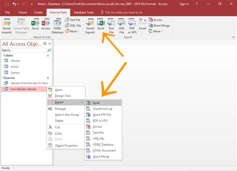 how to export data from access to excel using macro