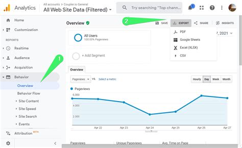 how to export google analytics data to excel
