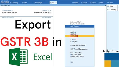 how to export gstr 3b from tally prime in excel