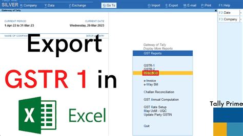 how to export gstr-1 from tally prime to excel