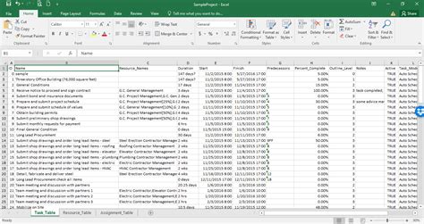 how to export ms project report to excel