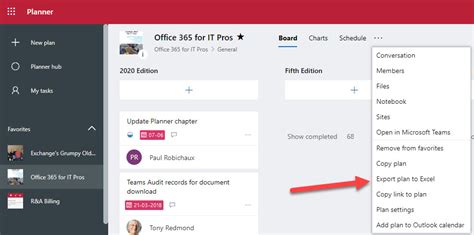 how to export ms project team planner to excel