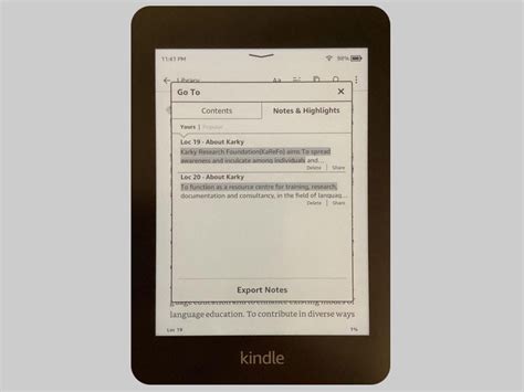 how to export notes from kindle