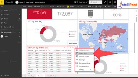 how to export power bi visual to excel