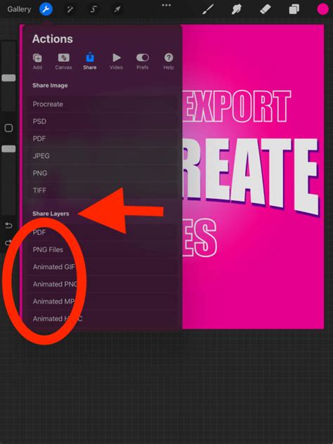 how to export procreate file