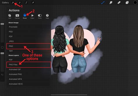 how to export procreate file with transparent background