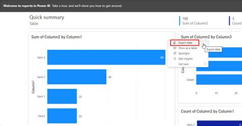 how to export raw data from power bi to excel
