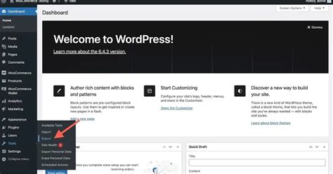 how to export wordpress pages