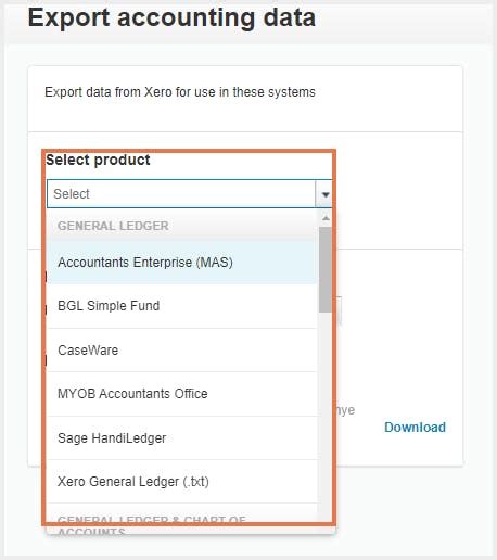 how to export xero data