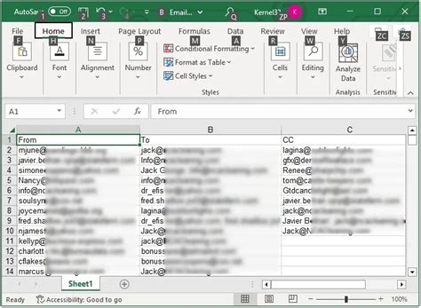 how to extract all email addresses from outlook 365 to excel