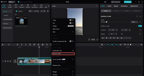 how to extract audio in capcut