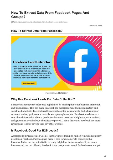 how to extract data from facebook page