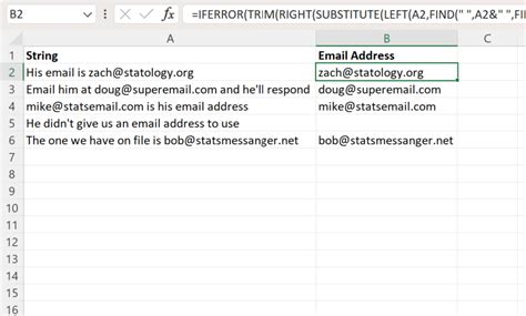 how to extract email addresses from text in excel