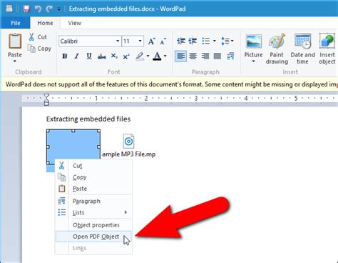 how to extract embedded files from word document