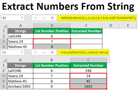 how to extract numbers from text in excel using formula