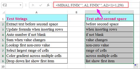 how to extract text after a space in excel