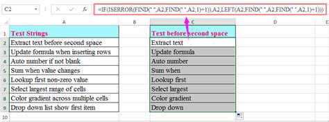 how to extract text before second space in excel