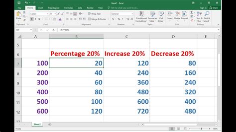 how to figure out percentage increase or decrease in excel