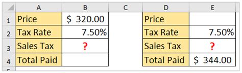 how to figure sales tax in excel